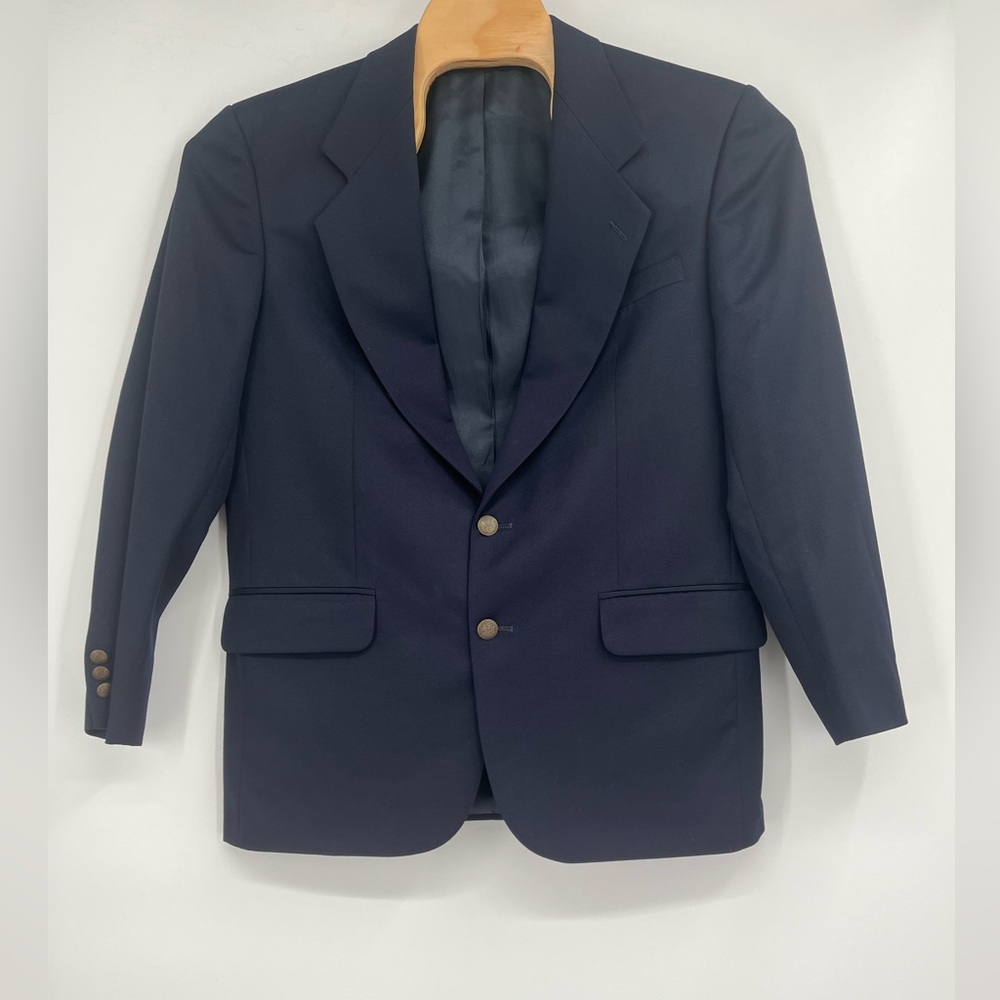 Oscar de la Renta Mens Navy‎ Blue Blazer 40R Sport Coat Jacket Metal Buttons